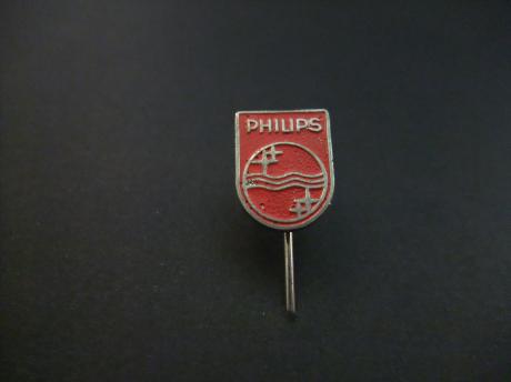 Philips elektronicaconcern( scheerapparaten, elektrische tandenborstels, koffiezetapparaten, stofzuigers, mixers, strijkijzers, broodroosters ) logo rood-zilverkleurig